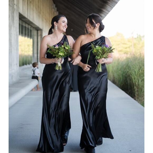 JENNY YOO Lena One Shoulder Black Maxi Dress Size 16 - Picture 1 of 8